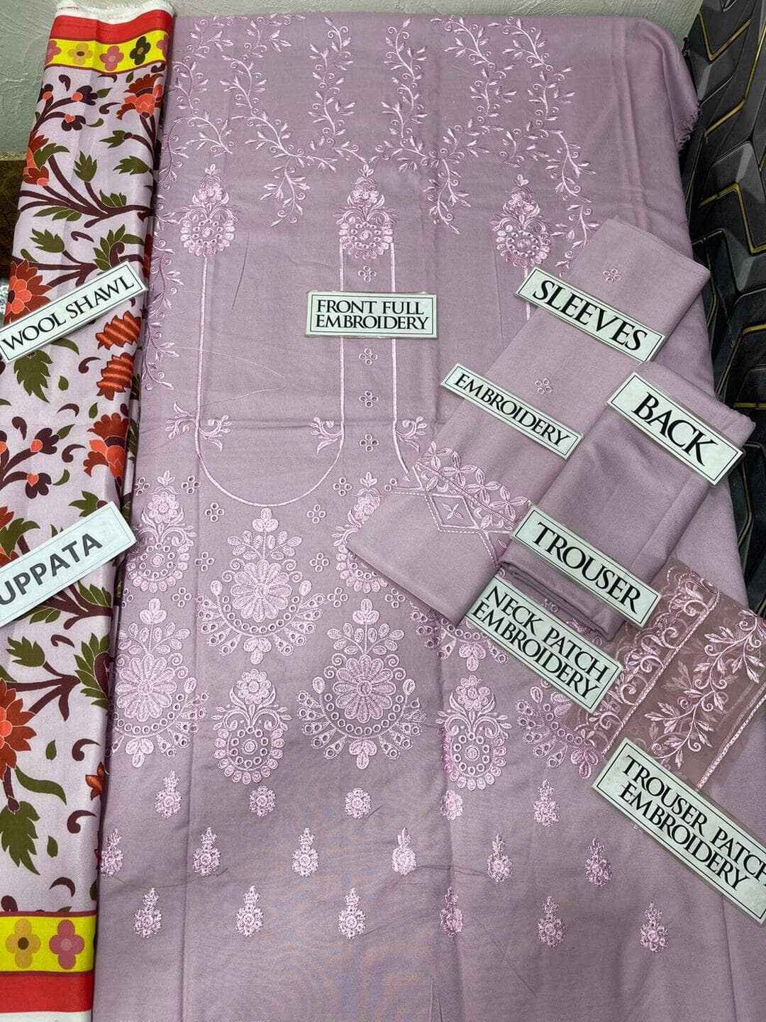 Suitnsleek Royale: Purple Dhanak Embroidered 3-Piece Suit